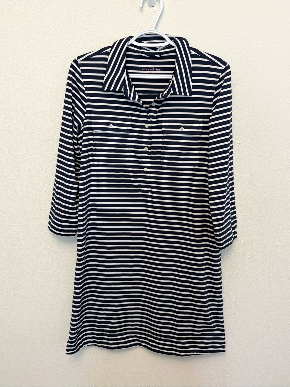 Vineyard Vines Sankaty Margo Midi Shirt Dress Blue White Stripe Womens Size S